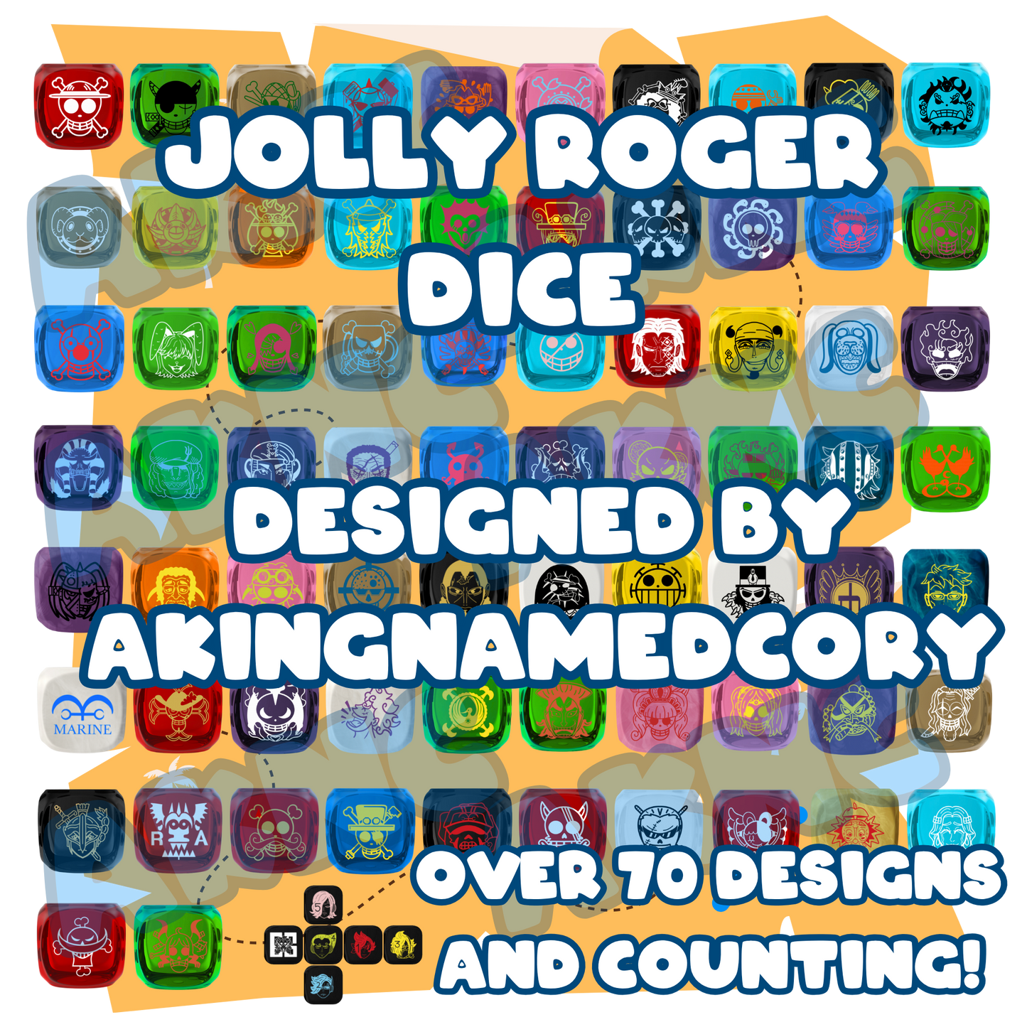 Jolly Roger Themed D6 Dice- Individual Dice