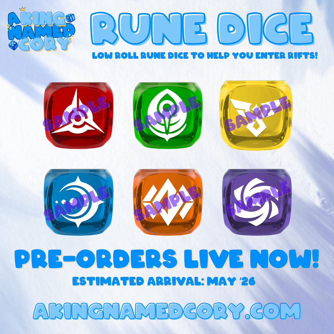 PRE-ORDER: Rift Themed D6 Dice Set- Run Dice